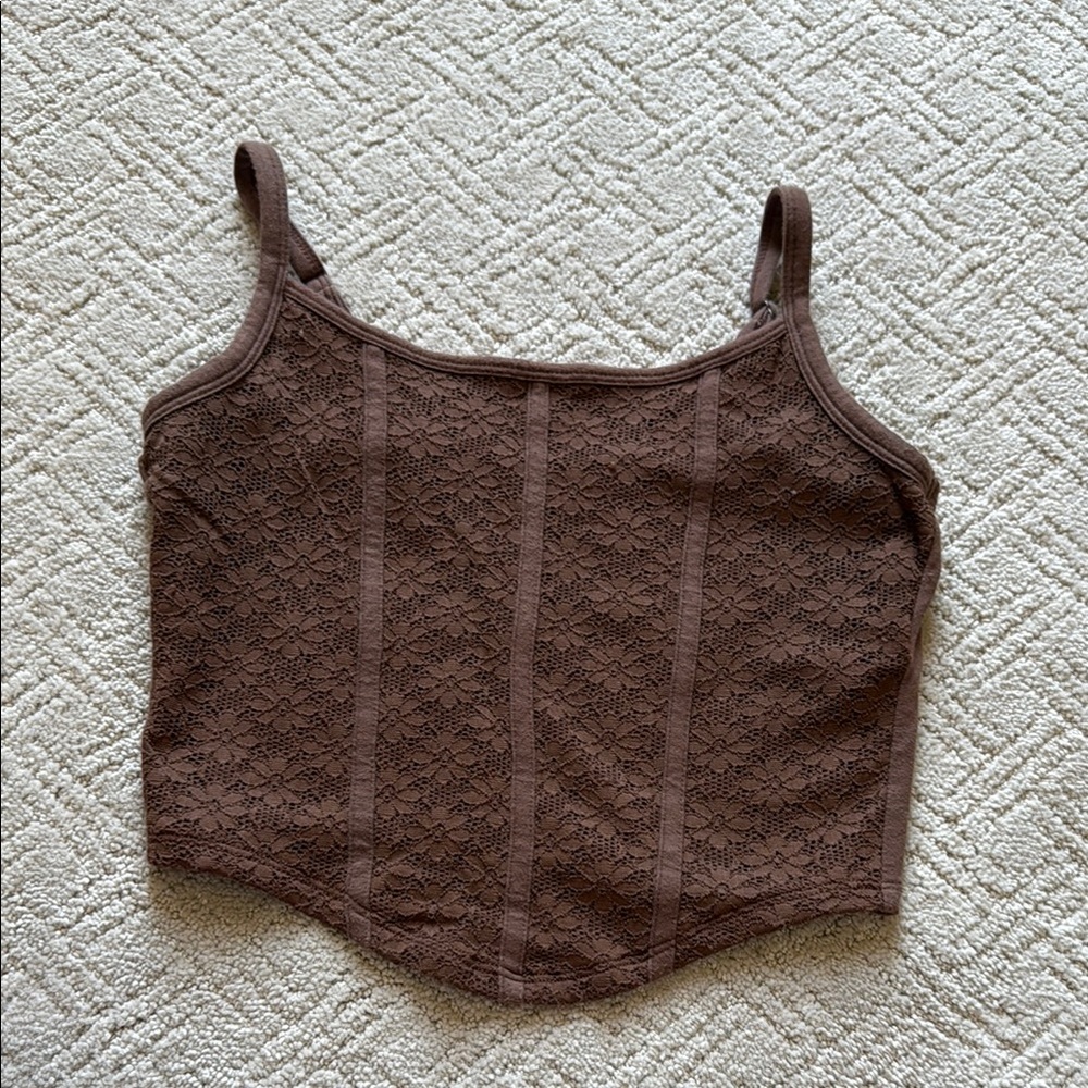 Hollister Brown Sleeveless Crop Tank Top
